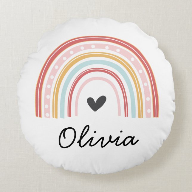 Rainbow personalisiert rundes kissen (Vorderseite)