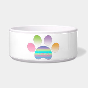 "Rainbow Pet Paw Print with Liebe" Napf