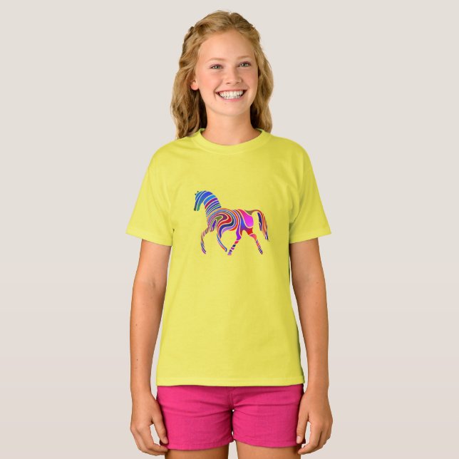 Rainbow-Pferd in psychedelischen Farben T-Shirt (Vorne ganz)