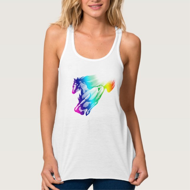 Rainbow-Pferd mit Bewegungsweg Tank Top (Vorderseite)
