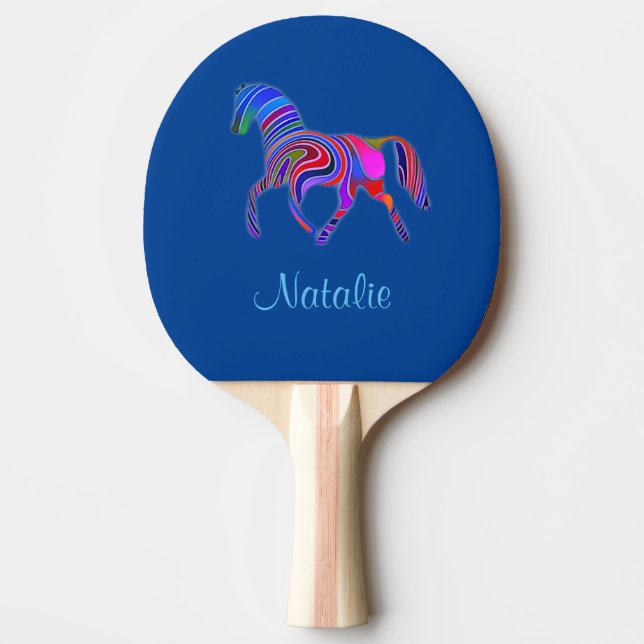 Rainbow Pferd - Name hinzufügen  Tischtennis Schläger (Vorderseite)