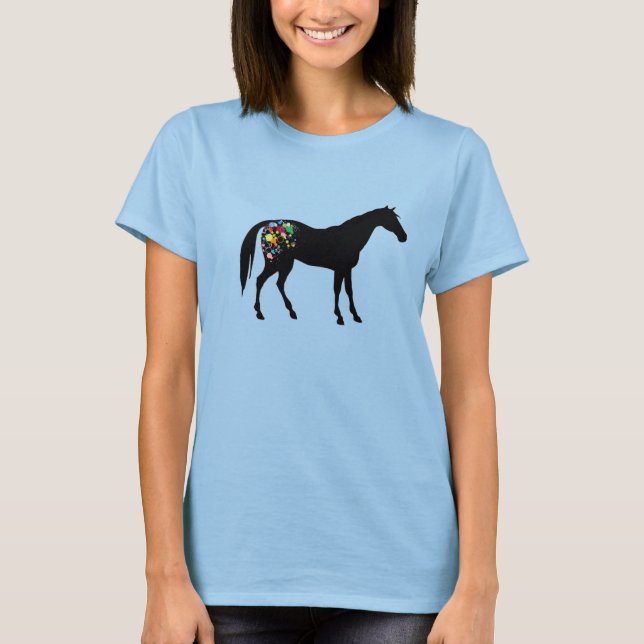Rainbow-Pferd-Silhouette T-Shirt (Vorderseite)