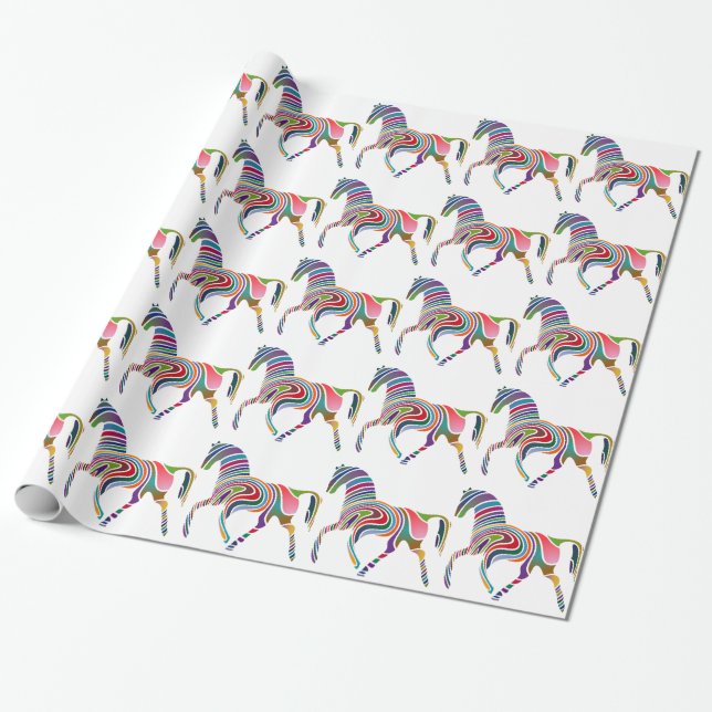 Rainbow-Pferdedesign Geschenkpapier (Ungerollt)