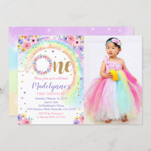 Rainbow Photo Invitation Rainbow 1er anniversaire