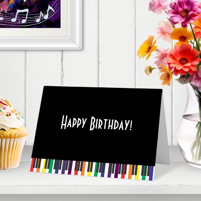 Rainbow Piano Keys Birthday Karte (Rainbow Piano Keys Personalized Birthday Card)