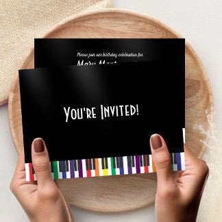 Rainbow Piano Keys Geburtstagsparty Einladung