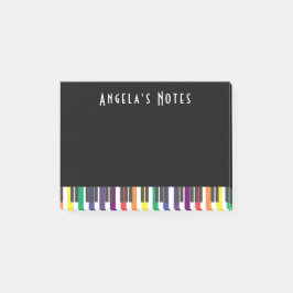 Rainbow Piano Keys on Black Post-it Klebezettel