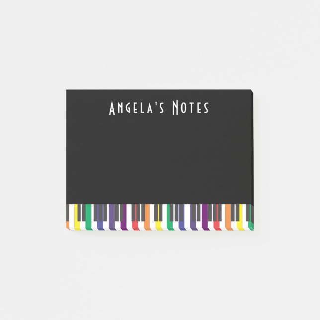 Rainbow Piano Keys on Black Post-it Klebezettel (Vorderseite)