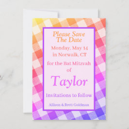 Rainbow Picnic Diagonal Save the Date Card Dankeskarte