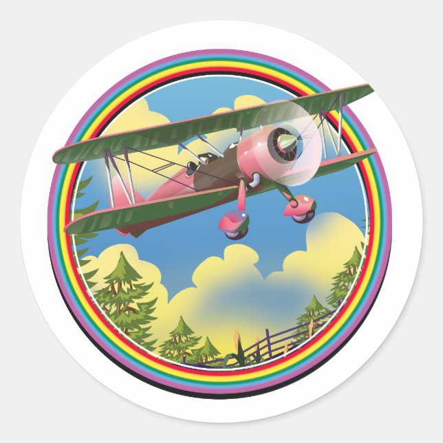 Rainbow Pink Bi Flugzeug Logo Runder Aufkleber (Vorderseite)