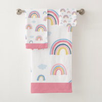Rainbow Pink Blue Yellow Boho Spaß Girly Badezimme
