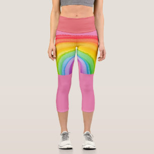 RAINBOW PINK CAPRI YOGA PANS LEGGINGS