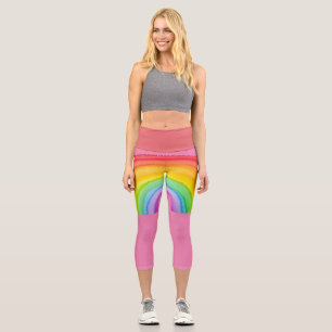 RAINBOW PINK CAPRI YOGA PANS LEGGINGS