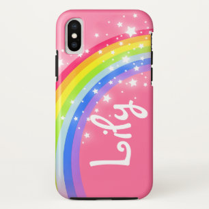 Rainbow Pink fügen Sie Ihren eigenen kurzen Namen iPhone X Hülle