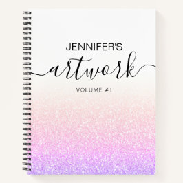 Rainbow Pink Glitzer Girly Ombre Sketchbook Name Notizbuch