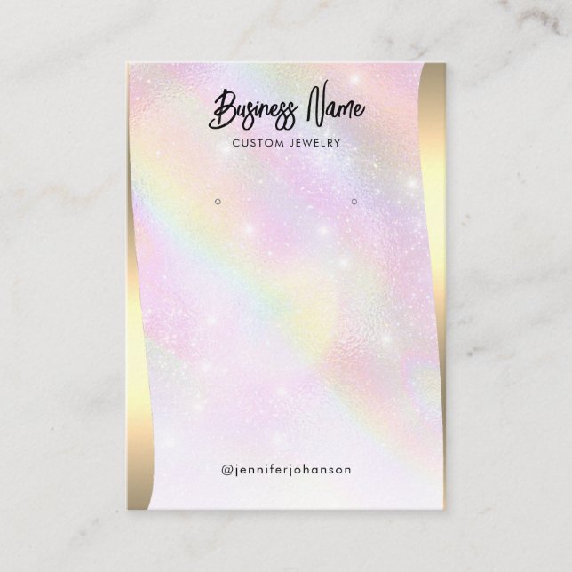 Rainbow Pink Gold Glitzer Schmuckhalter Ohrringe Visitenkarte (Vorderseite)