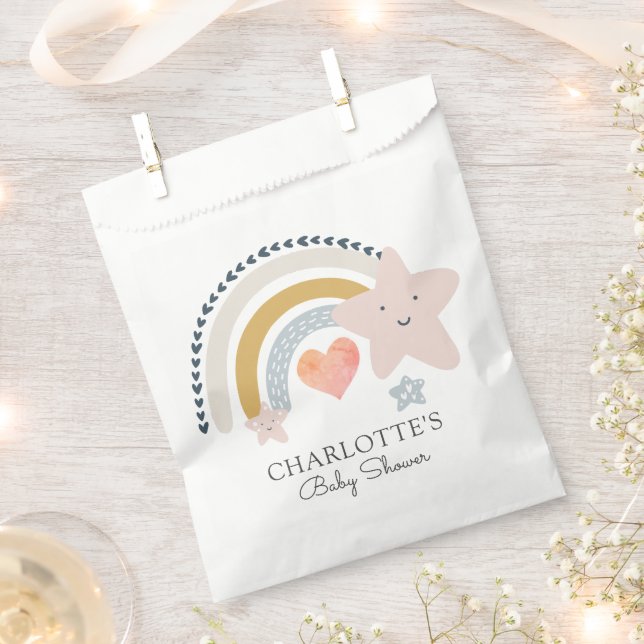 Rainbow Pink Heart Girl Baby Dusche Geschenktütchen (Ausgeschnitten)
