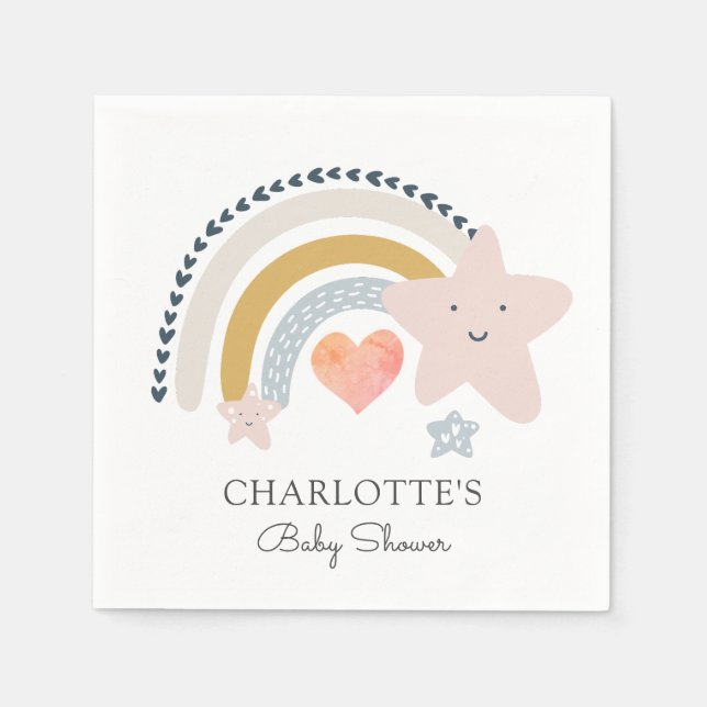 Rainbow Pink Heart Girl Baby Dusche Serviette (Vorderseite)