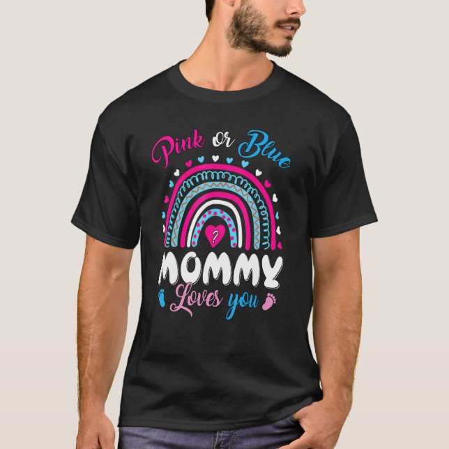 Rainbow Pink oder Blue Mommy Lieben You Baby Gende T-Shirt (Vorderseite)