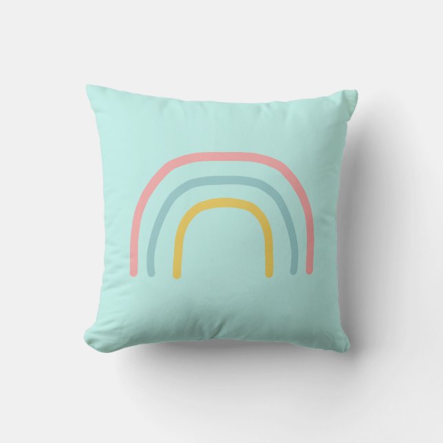 Rainbow Pink Pastellfarben Muster zeichnen Kissen  (Vorderseite)
