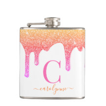 Rainbow Pink Peach Sparkone Glitzer Tropfen Monogr