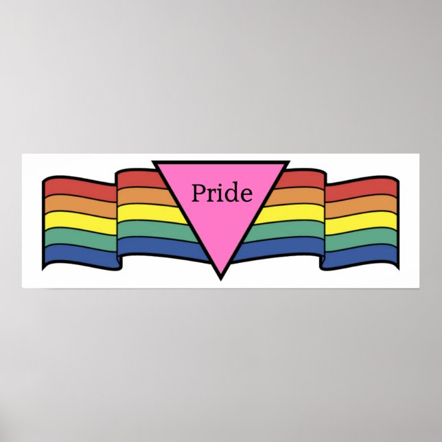 Rainbow Pink Triangle Gay Pride Banner Poster (Vorne)
