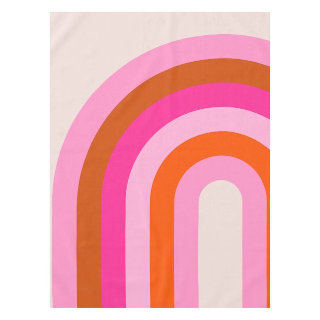 Rainbow Pink und Orange Boho Arch Tischdecke (Vorderseite)