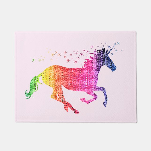 Rainbow Pink Unicorn Fußmatte (Vorderseite)