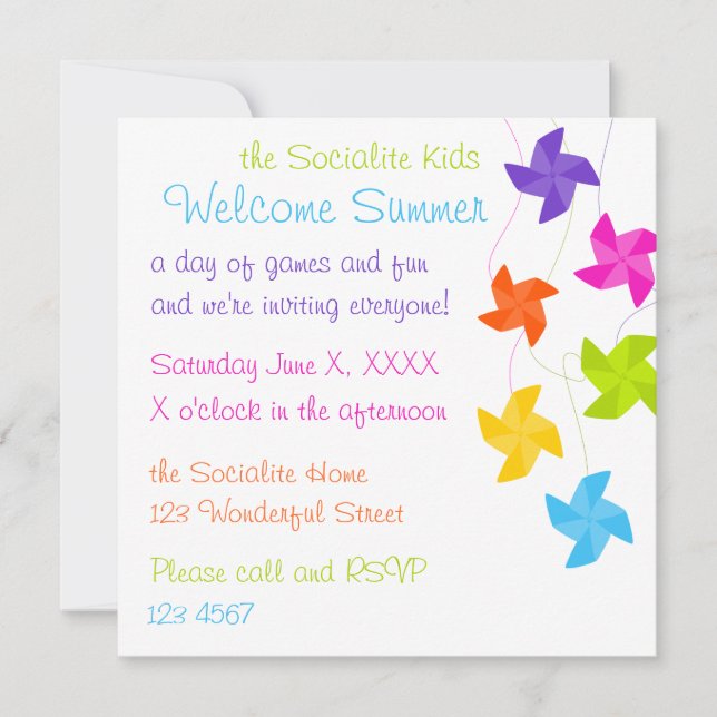 Rainbow Pinwheels Just Hangout! Einladung (Vorderseite)