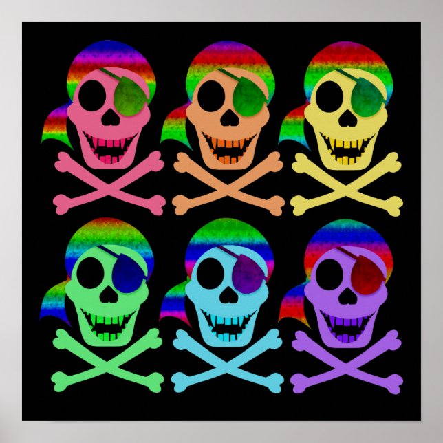 Rainbow Pirate Skulls Poster (Vorne)