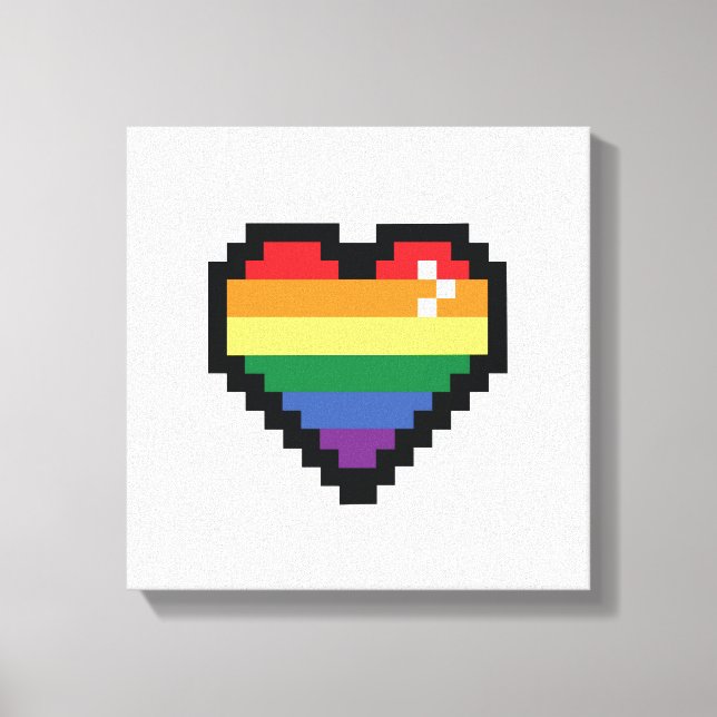 Rainbow Pixel Heart Leinwanddruck (Vorderseite)