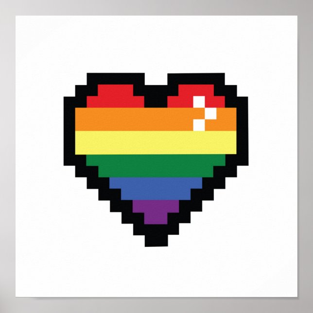 Rainbow Pixel Heart Poster (Vorne)