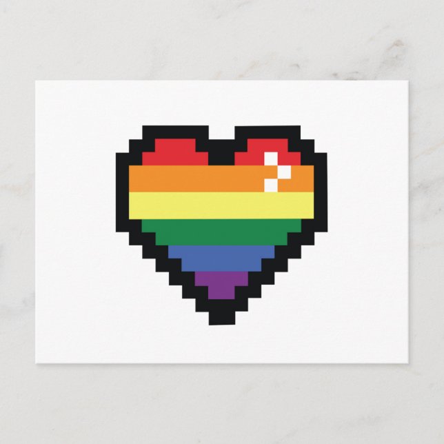 Rainbow Pixel Heart Postkarte (Vorderseite)