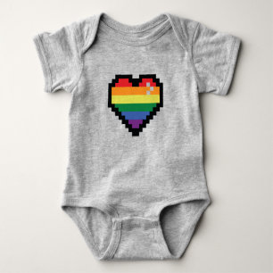 Rainbow Pixel Herz Baby Strampler