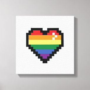 Rainbow Pixel Herz Leinwanddruck