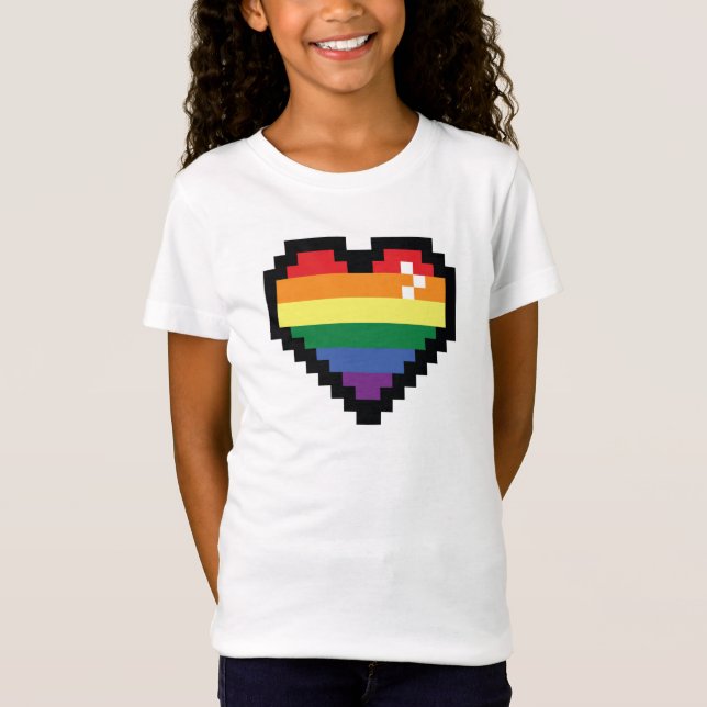 Rainbow Pixel Herz T-Shirt (Vorderseite)