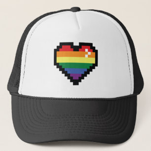 Rainbow Pixel Herz Truckerkappe