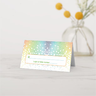 Rainbow Pixel Video Game Gamer Bar Mitzvah Adresse Platzkarte