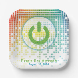 Rainbow Pixel Video Game Gamer Bar Mitzvah Pappteller