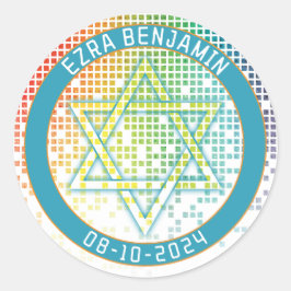 Rainbow Pixel Video Game Gamer Bar Mitzvah Runder Aufkleber