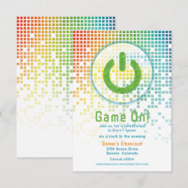 Rainbow Pixels Videospiel Gamer Bar Mitzvah Begleitkarte