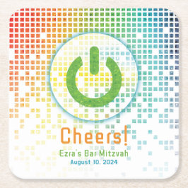 Rainbow Pixels Videospiel Gamer Bar Mitzvah Rechteckiger Pappuntersetzer