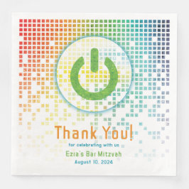 Rainbow Pixels Videospiel Gamer Bar Mitzvah Serviette