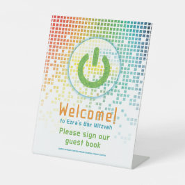 Rainbow Pixels Videospiel Gamer Bar Mitzvah Sockelschild