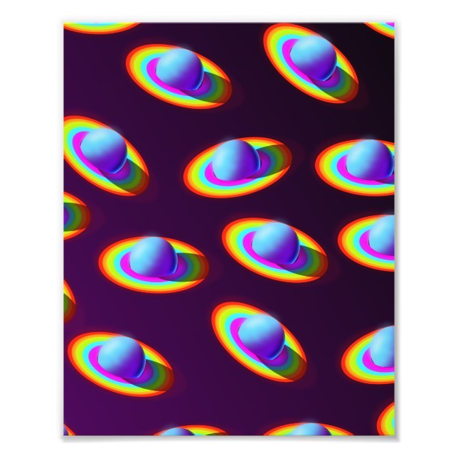 Rainbow Planets Pattern Fotodruck (Vorne)