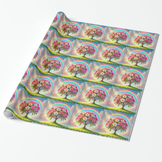 Rainbow Plumeria Wrapping Paper Geschenkpapier
