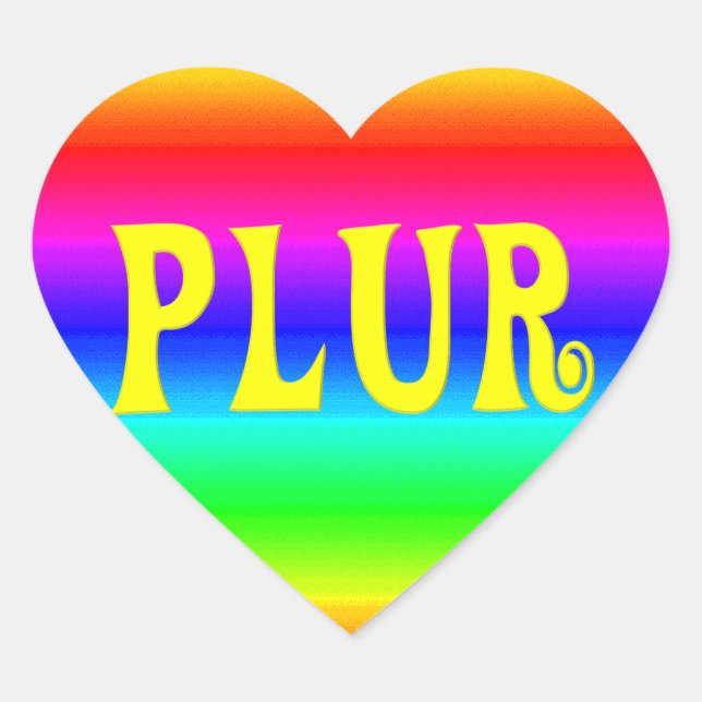 Rainbow PLUR Herz-Aufkleber (Vorderseite)