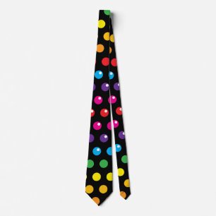Rainbow Pois Clown Funny Black Cravate