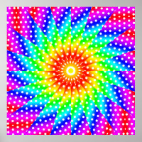 Rainbow Polka Dot Kaleidoscope Mandala