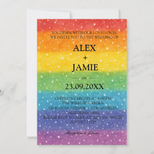 Rainbow Polka Dot LGBT Wedding Einladung